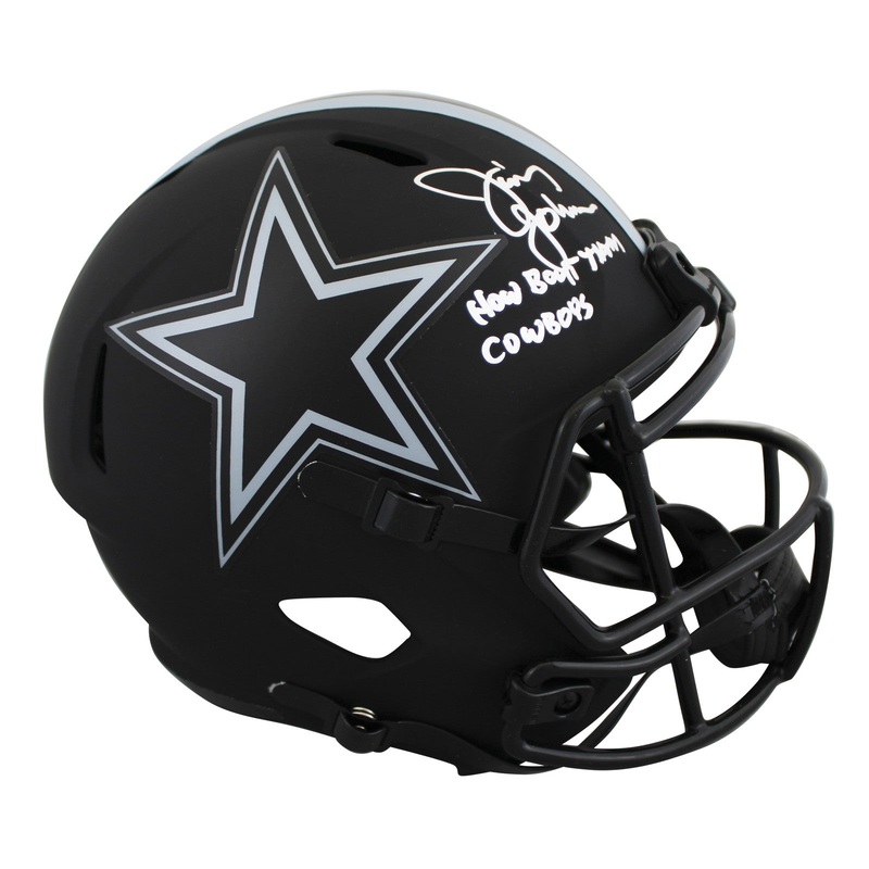 Cowboys Jimmy Johnson HBTC Signed Eclipse Full Size Speed Rep Helmet BAS Wit