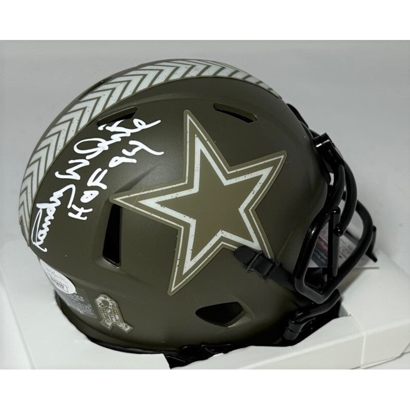 Cowboys RANDY WHITE Signed Riddell SALUTE SERVICE Speed Mini Helmet AUTO – JSA