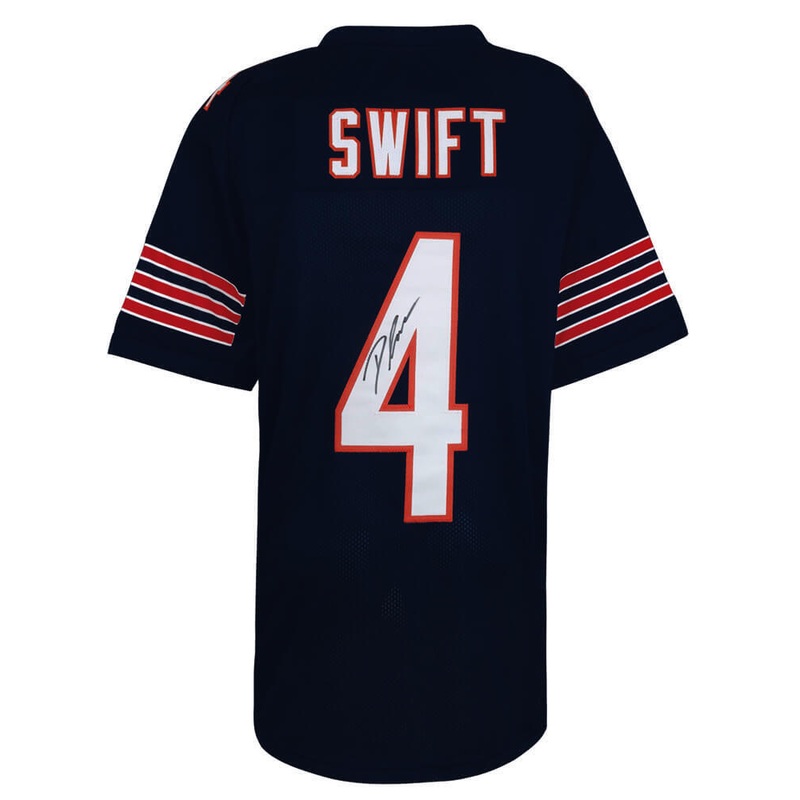 D’Andre Swift Signed Navy Custom Football Jersey – (SCHWARTZ COA)