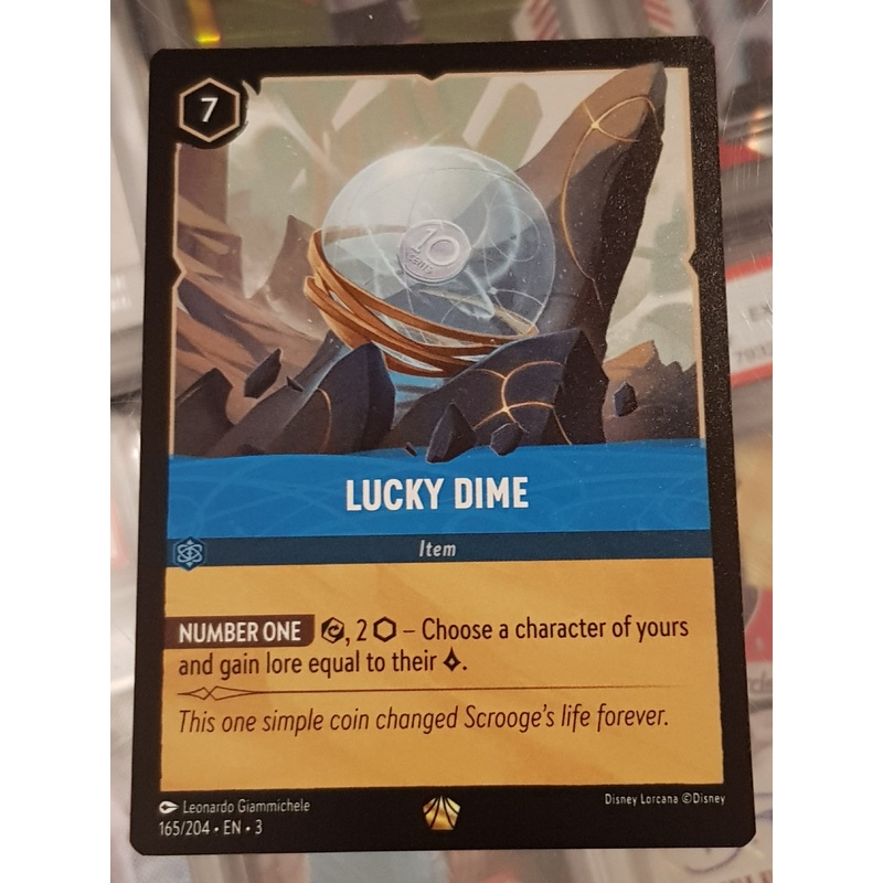 Disney Lorcana Into the Inklands Lucky Dime #165/204 Legendary Rare Trading Card