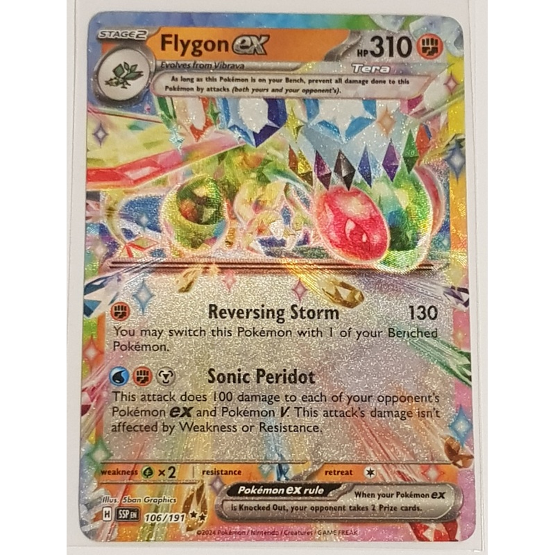 Pokemon Scarlet and Violet Surging Sparks Flygon Ex #106/191 Double Rare Holo Trading Card