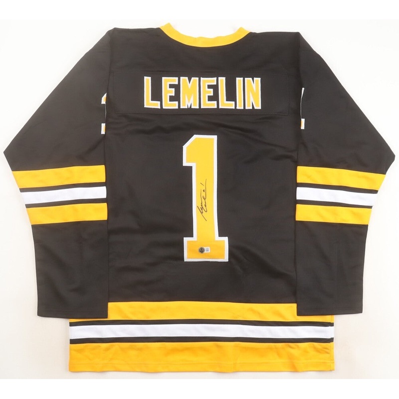 Rejean Lemelin Signed Boston Bruins Jersey (Beckett) 1988 Stanley Cup Finals