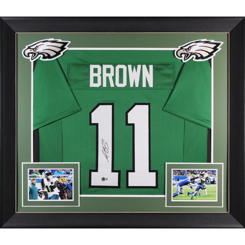 A.J. Brown Authentic Signed Kelly Green Pro Style Framed Jersey BAS Witnessed