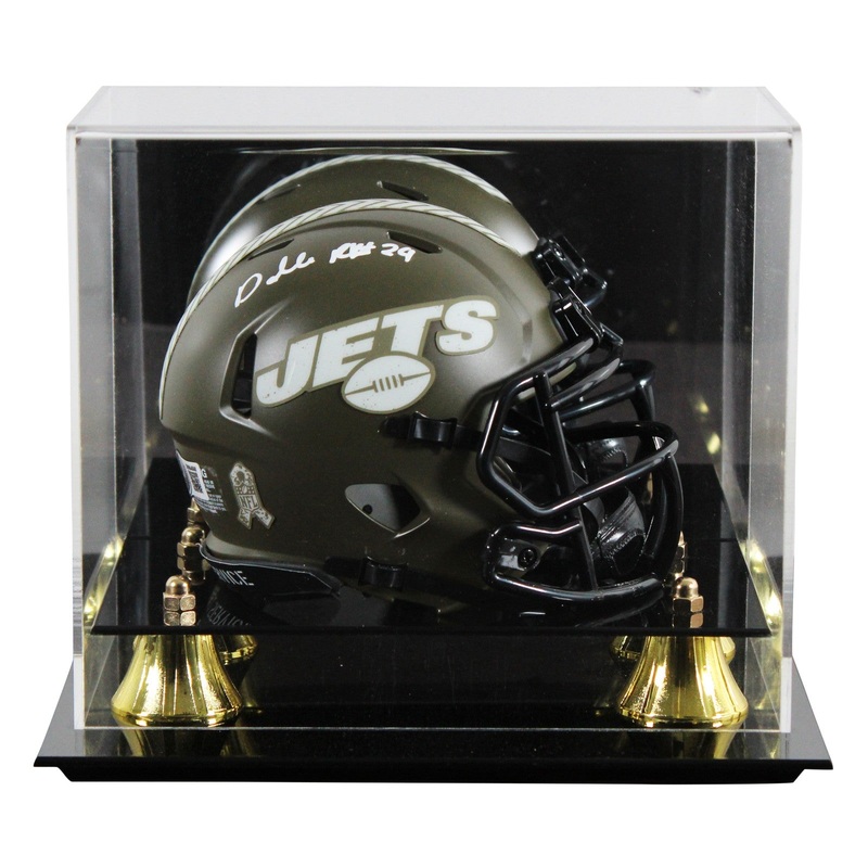 Jets Darrelle Revis Signed Salute To Service Speed Mini Helmet W/ Case BAS Wit