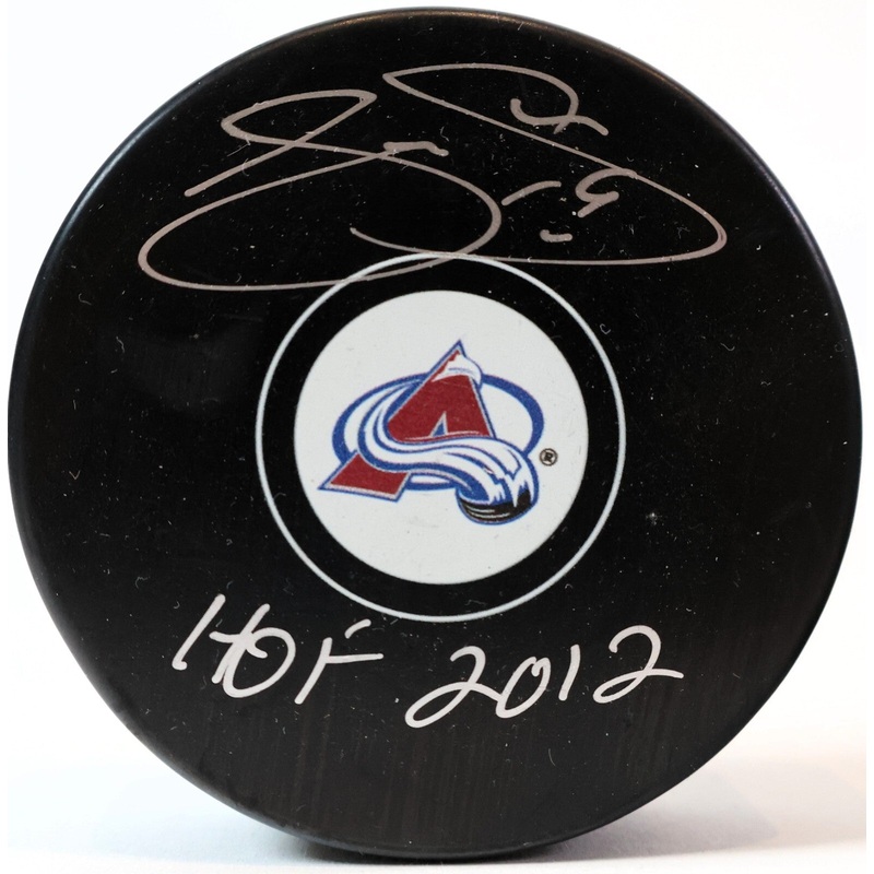 Joe Sakic autographed Colorado Avalanche Puck with Inscription JSA COA
