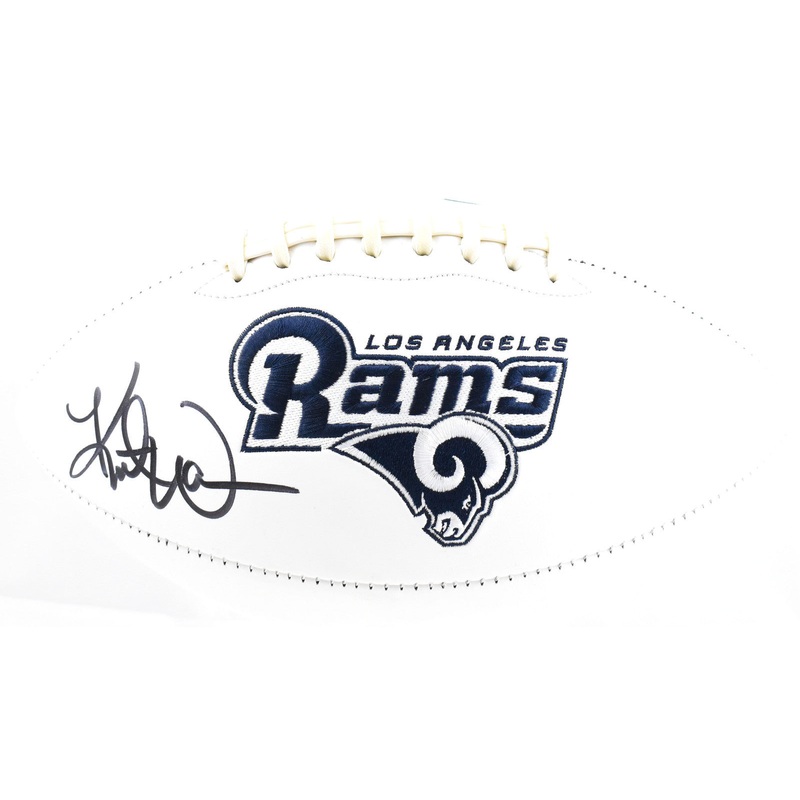 Kurt Warner Autographed Rams Logo Football – Beckett W Hologram *Black