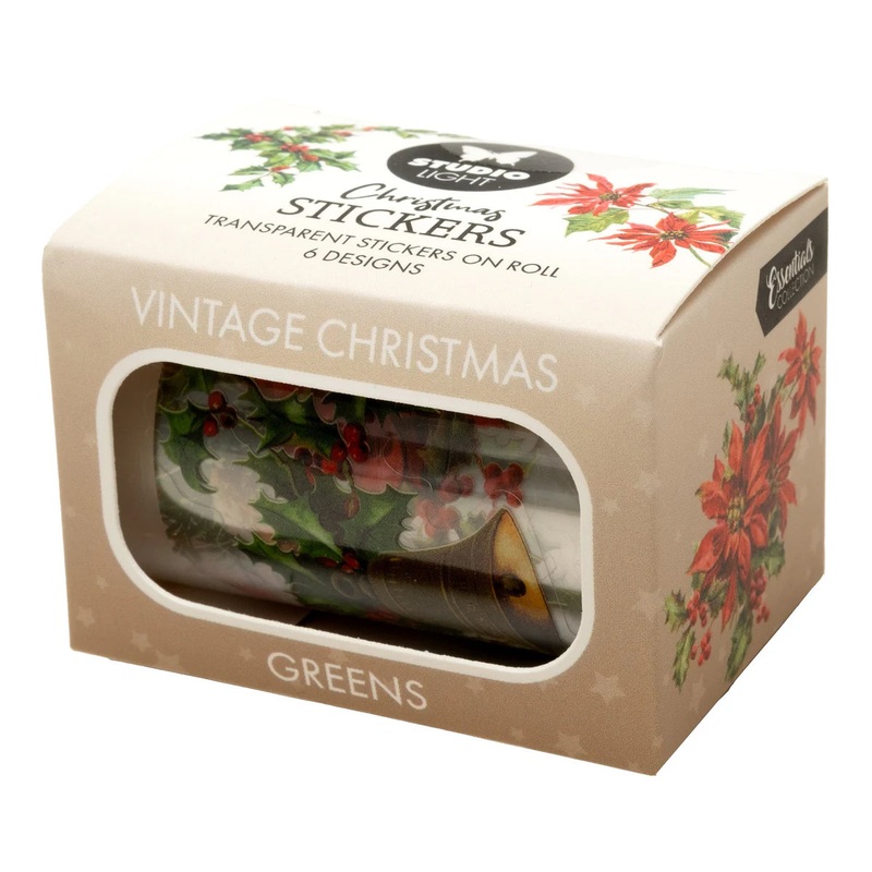Studio Light Clear Stickers Vintage Christmas Greens 6 Designs Essentials 5 Meter